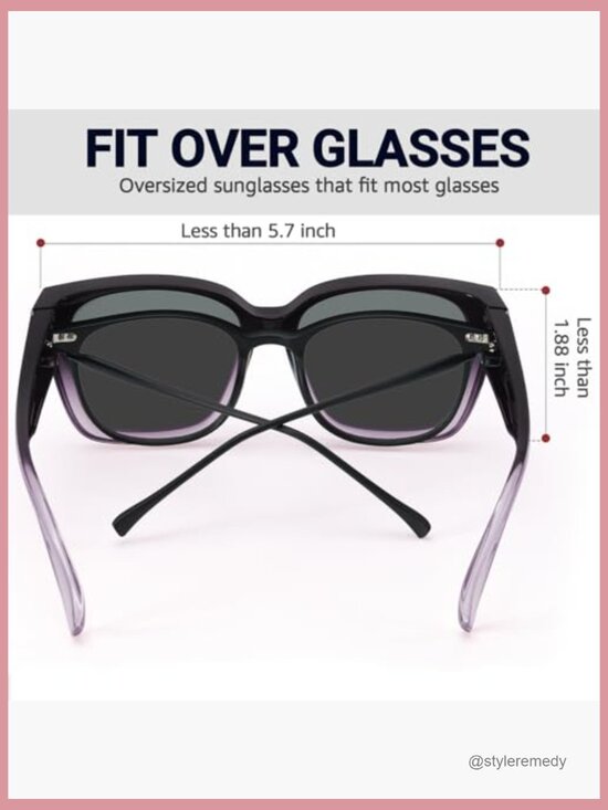 Polarized Fit Over Sunglasses Square Oversized Frame UV  display picture 1
